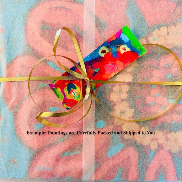 Original Abstract Floral Painting: Colorful Flowers Vase Still Life 12"x12" OOAK - Picture 10 of 10